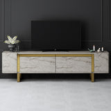 TV Cabinet Travertine Yildiz 180x50x30 - Gold Frame