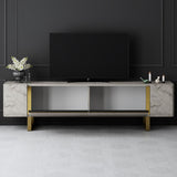 TV Cabinet Travertine Yildiz 180x50x30 - Gold Frame