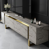 TV Cabinet Travertine Yildiz 180x50x30 - Gold Frame
