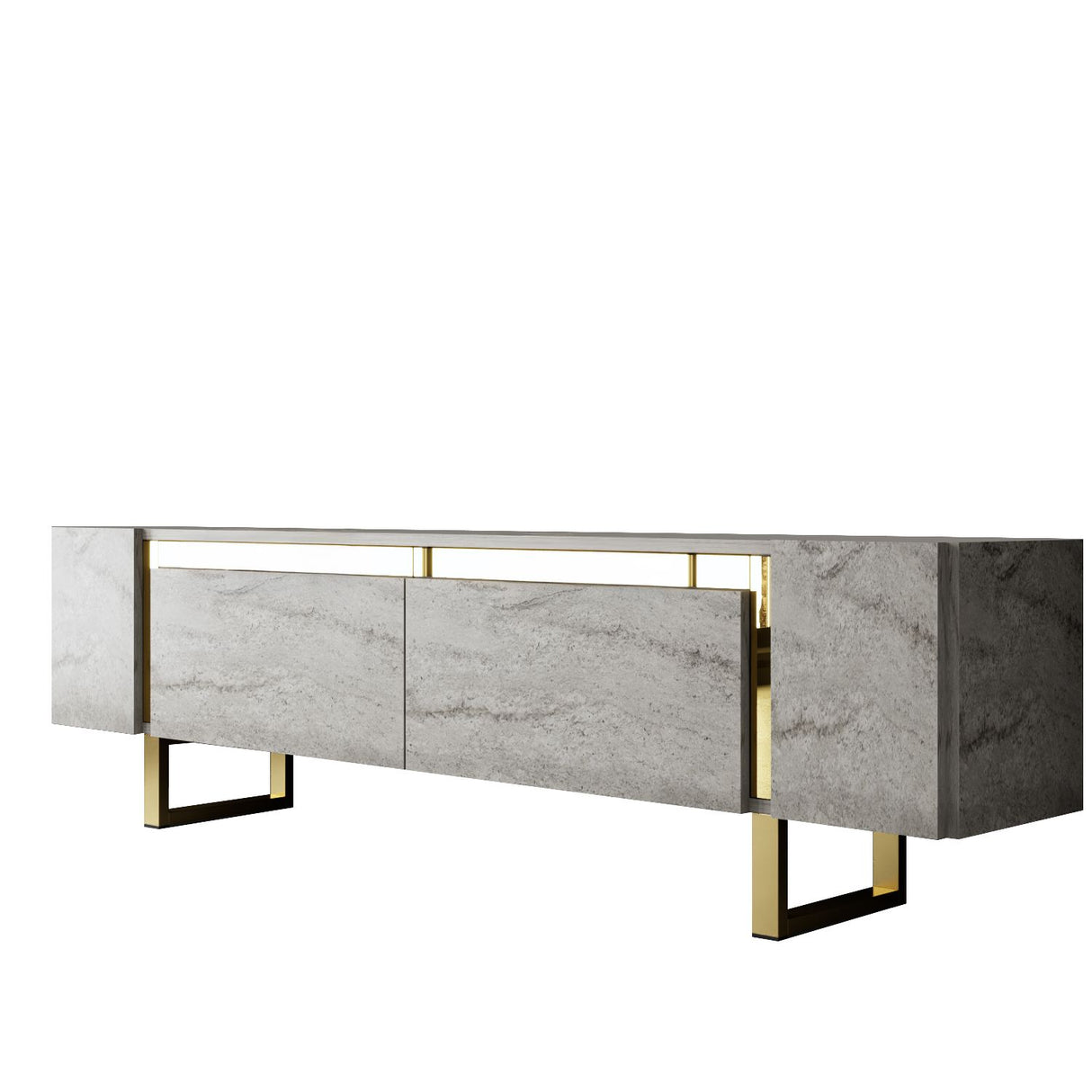 TV Cabinet Travertine Yildiz 180x50x30 - Gold Frame