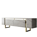TV Cabinet Travertine Yildiz 180x50x30 - Gold Frame
