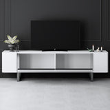 TV Cabinet White Yildiz 180x50x30 - Silver Frame
