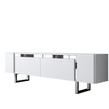 TV Cabinet White Yildiz 180x50x30 - Silver Frame