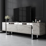 TV Cabinet Travertine Yildiz 180x50x30 - Silver Frame