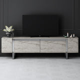 TV Cabinet Travertine Yildiz 180x50x30 - Silver Frame