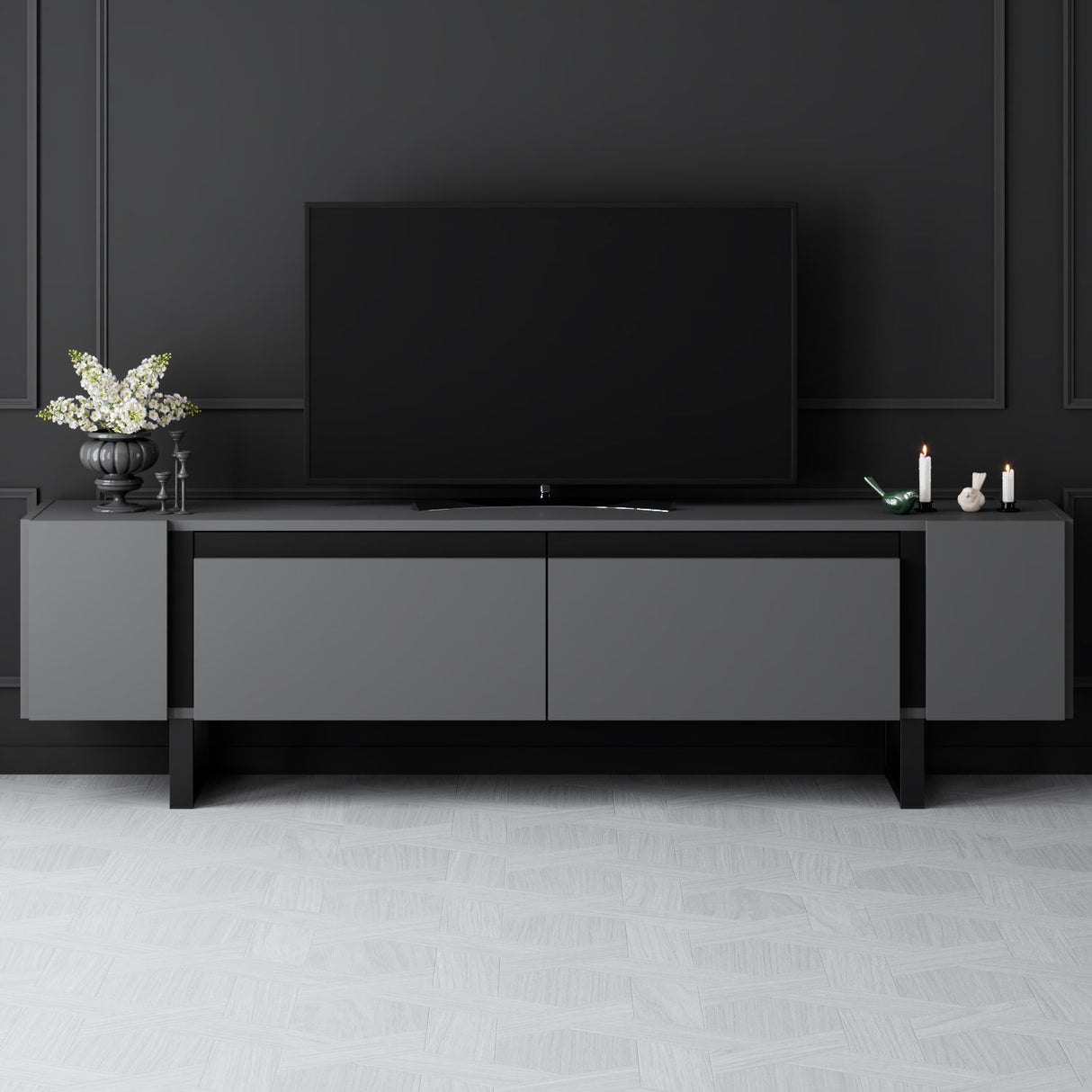 TV Cabinet Anthracite Yildiz 180x50x30 - Black Frame