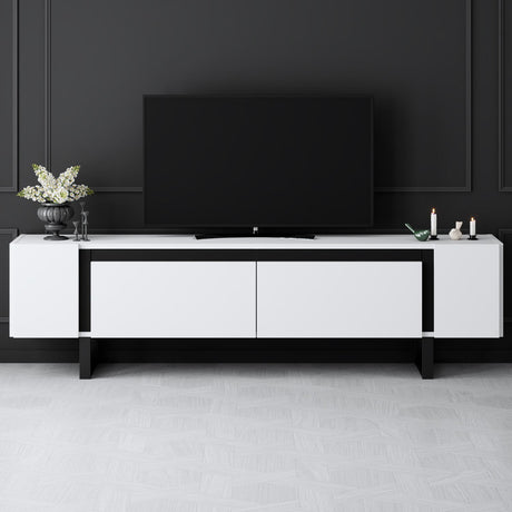TV Cabinet White Yildiz 180x50x30 - Black Frame