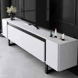 TV Cabinet White Yildiz 180x50x30 - Black Frame