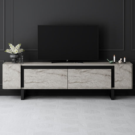 TV Cabinet Travertine Yildiz 180x50x30 - Black Frame
