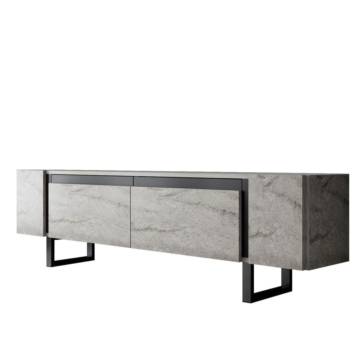 TV Cabinet Travertine Yildiz 180x50x30 - Black Frame