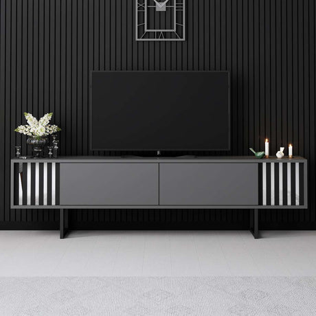TV cabinet Anthracite Chrome Line 180x48x30 - Black frame