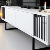 TV cabinet White Chrome Line 180x48x30 - Black frame