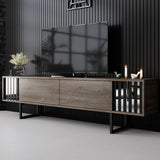 TV cabinet Walnut Chrome Line 180x48x30 - Black frame