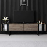TV cabinet Walnut Chrome Line 180x48x30 - Black frame
