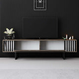 TV cabinet Walnut Chrome Line 180x48x30 - Black frame