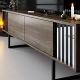 TV cabinet Walnut Chrome Line 180x48x30 - Black frame