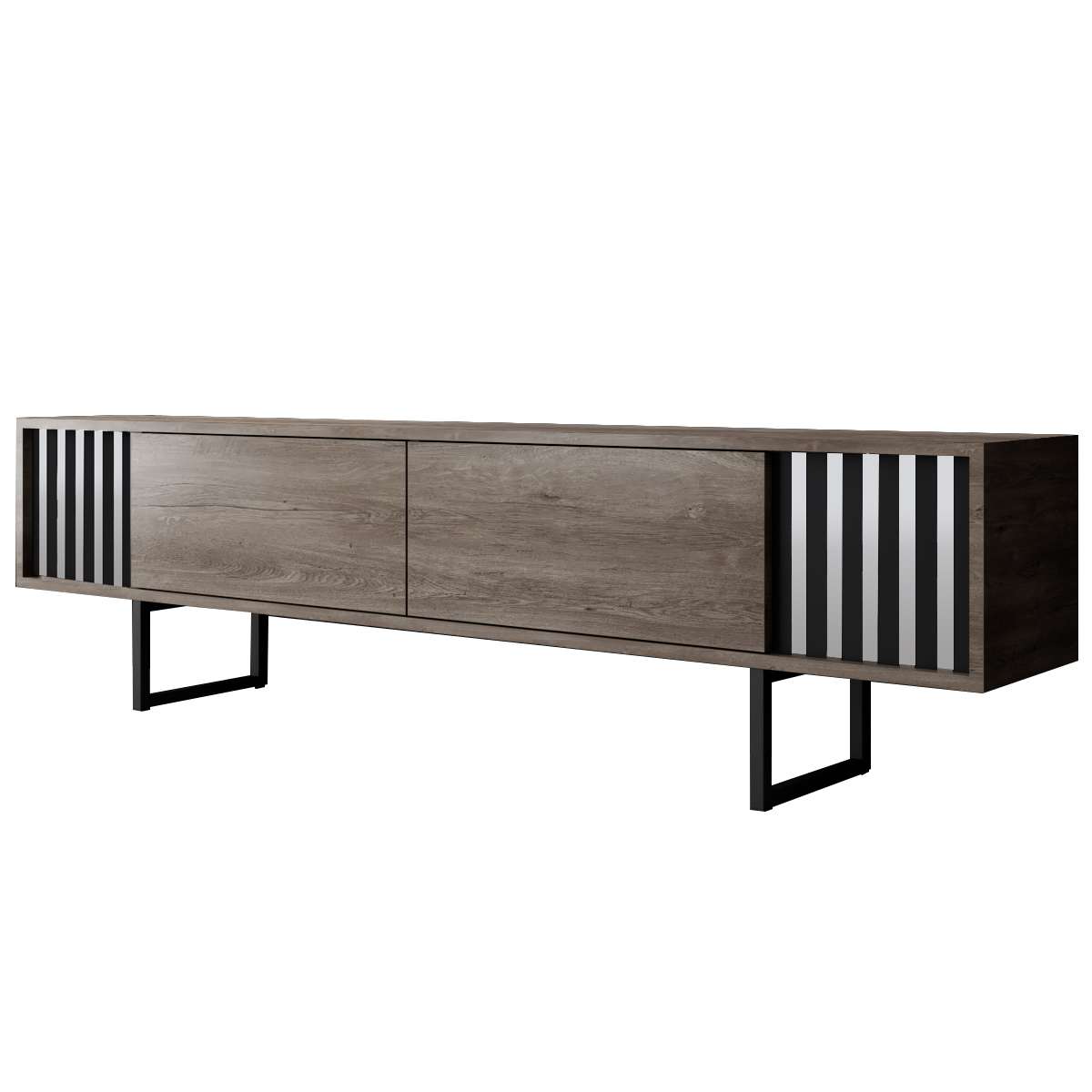 TV cabinet Walnut Chrome Line 180x48x30 - Black frame