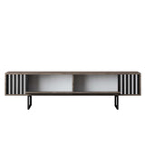TV cabinet Walnut Chrome Line 180x48x30 - Black frame
