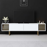TV Furniture White Gold Line 180x48x30 - Gold Frame