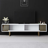 TV Furniture White Gold Line 180x48x30 - Gold Frame