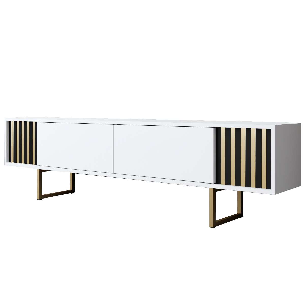 TV Furniture White Gold Line 180x48x30 - Gold Frame