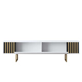 TV Furniture White Gold Line 180x48x30 - Gold Frame