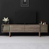 TV Furniture Walnut Gold Line 180x48x30 - Gold Frame