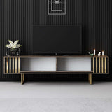 TV Furniture Walnut Gold Line 180x48x30 - Gold Frame