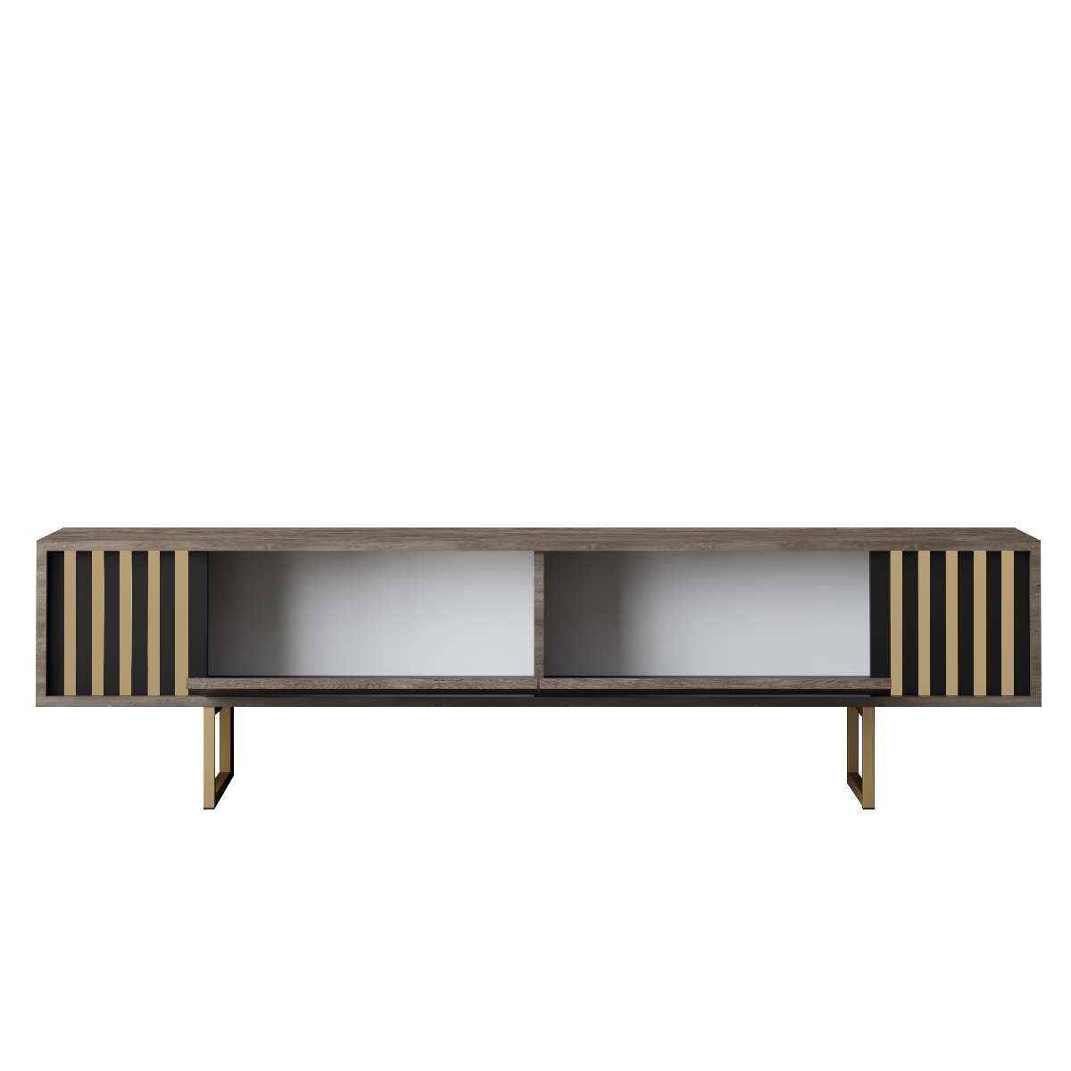 TV Furniture Walnut Gold Line 180x48x30 - Gold Frame