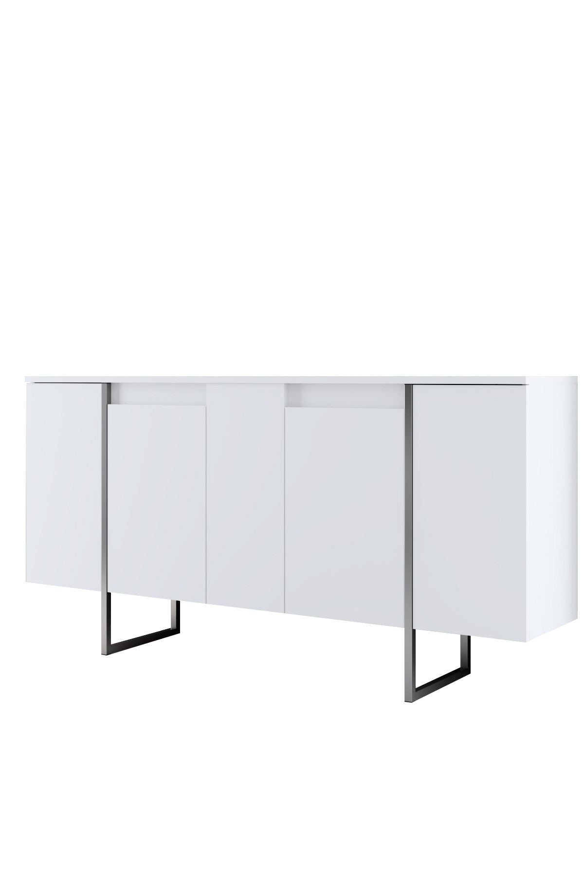 Modern Dresser White Luxury 160x80x35 - Silver Frame
