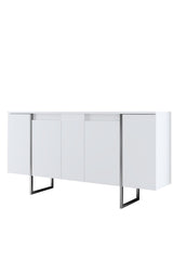 Modern Dresser White Luxury 160x80x35 - Silver Frame