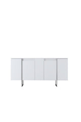 Modern Dresser White Luxury 160x80x35 - Silver Frame