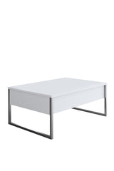 Rectangular Coffee Table White Luxury 90x60 - Silver Frame