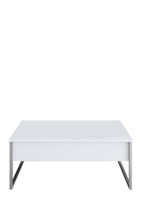 Rectangular Coffee Table White Luxury 90x60 - Silver Frame