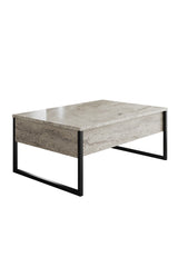 Rectangular Coffee Table Travertine Luxe 90x60 - Black Frame