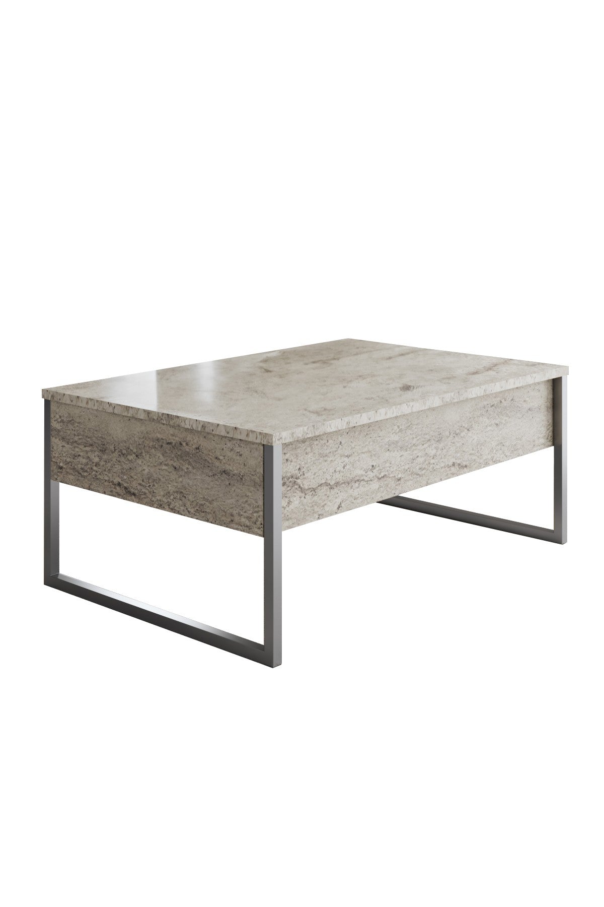 Rectangular coffee table Travertine Luxe 90x60 - Silver frame