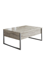 Rectangular coffee table Travertine Luxe 90x60 - Silver frame