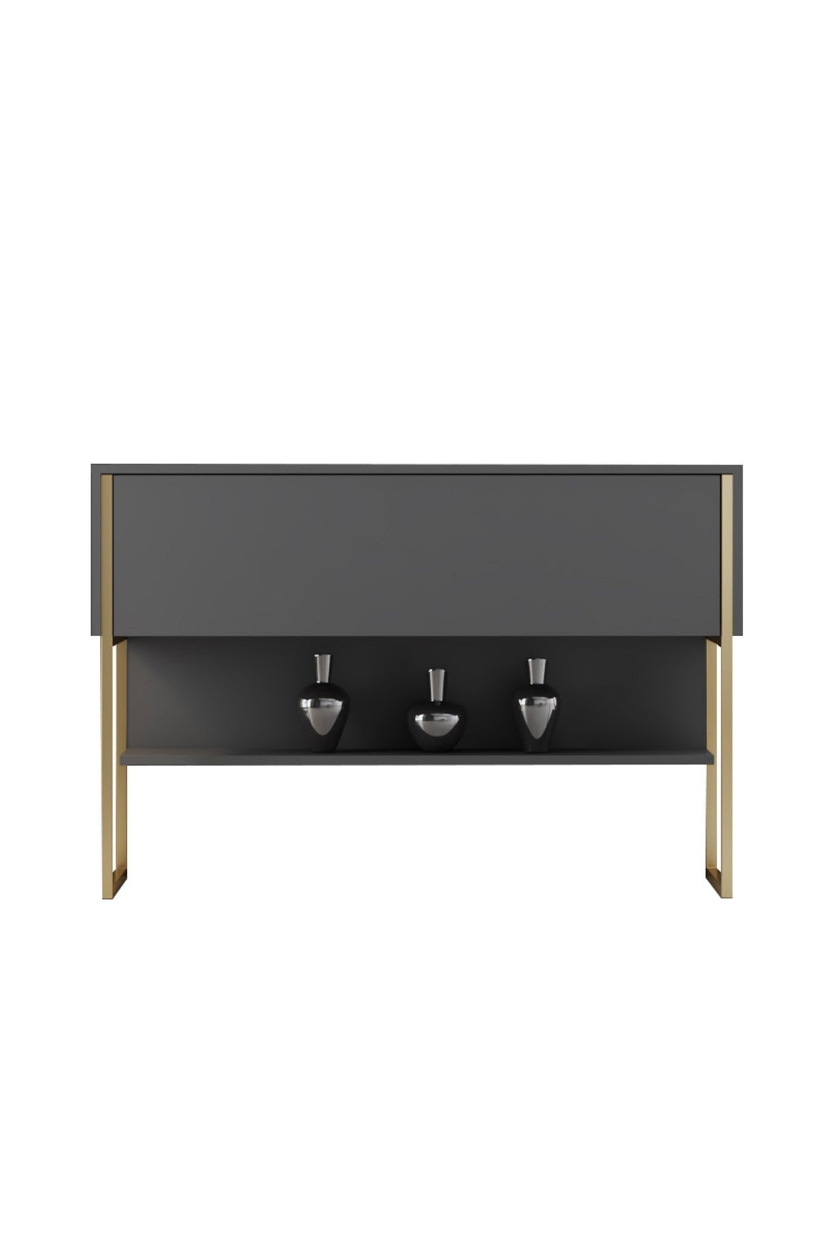 Modern Sideboard Anthracite Luxury 120x80x30 - Golden Frame - One Compartment 