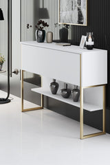 Modern Sideboard White Luxury 120x80x30 - Golden Frame - One Compartment 
