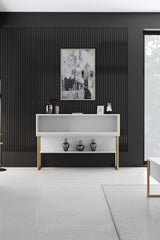 Modern Sideboard White Luxury 120x80x30 - Golden Frame - One Compartment 