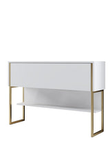 Modern Sideboard White Luxury 120x80x30 - Golden Frame - One Compartment 