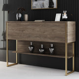 Modern Walnut Sideboard Luxury 120x80x30 - Golden Frame - One Compartment 