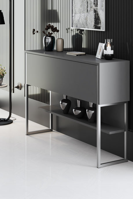 Modern Sideboard Anthracite Luxury 120x80x30 - Silver Frame - One Compartment 
