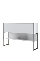 Modern Sideboard White Luxury 120x80x30 - Silver Frame - One Compartment 