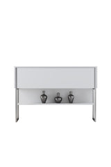 Modern Sideboard White Luxury 120x80x30 - Silver Frame - One Compartment 