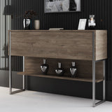 Modern Walnut Sideboard Luxury 120x80x30 - Silver Frame - One Compartment 