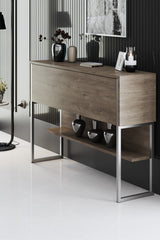 Modern Walnut Sideboard Luxury 120x80x30 - Silver Frame - One Compartment 