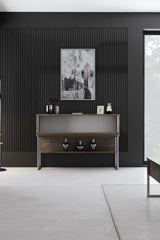Modern Walnut Sideboard Luxury 120x80x30 - Silver Frame - One Compartment 