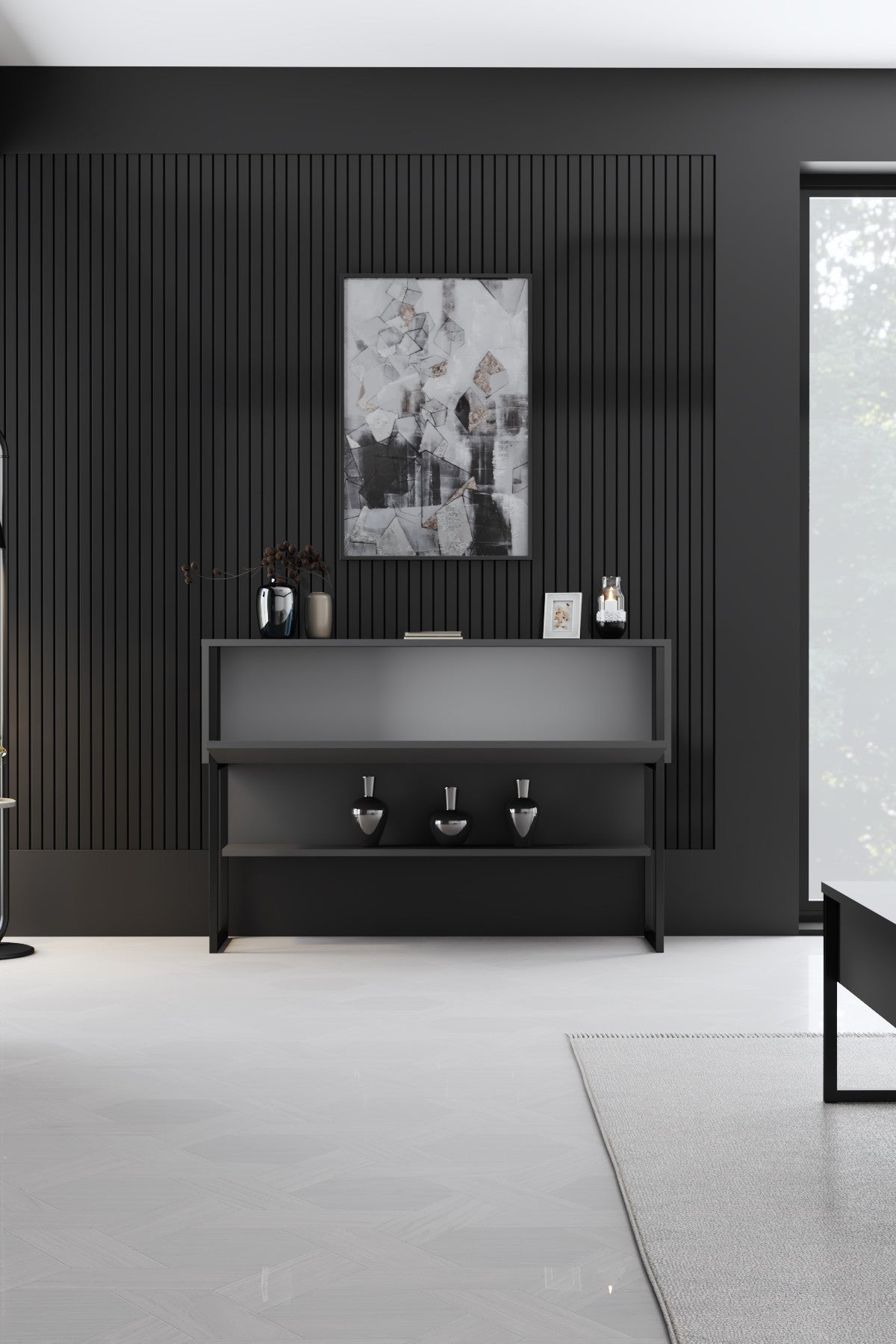 Modern Sideboard Anthracite Luxury 120x80x30 - Black Frame - One Compartment 