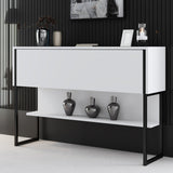 Modern Sideboard White Luxury 120x80x30 - Black Frame - One Compartment 
